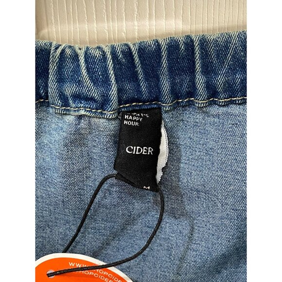 NWT Cider Denim Strapless Cut Out Flared Jumpsuit Size Medium - Picture 7 of 11